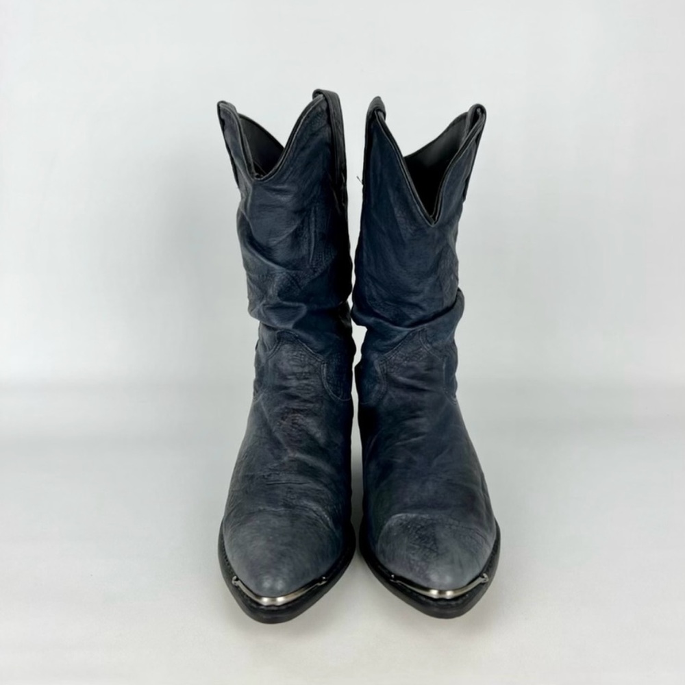 Vintage Dingo Blue Leather Slouch Cowboy Western Boots Size 6